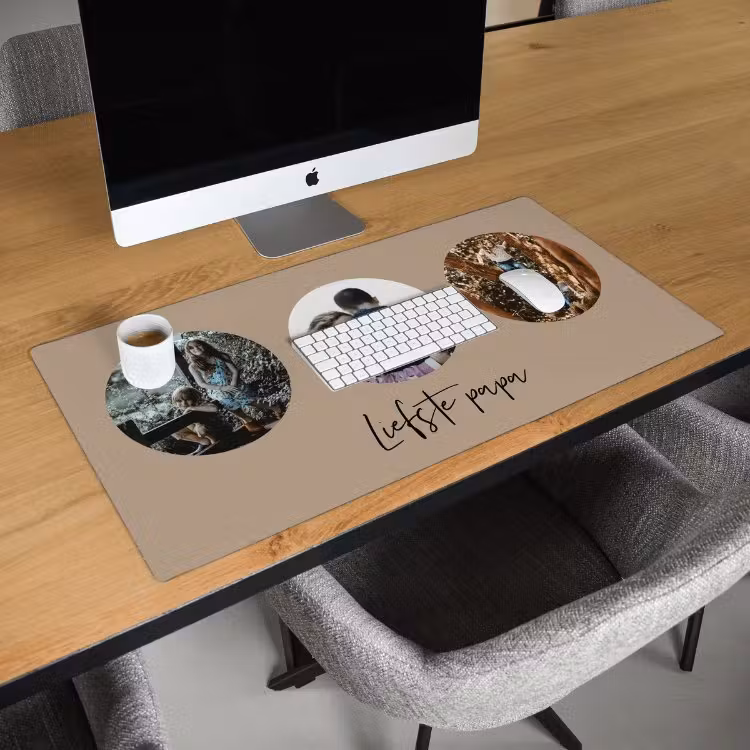 Bureau onderlegger - Rondjes met beige achtergrond — 3