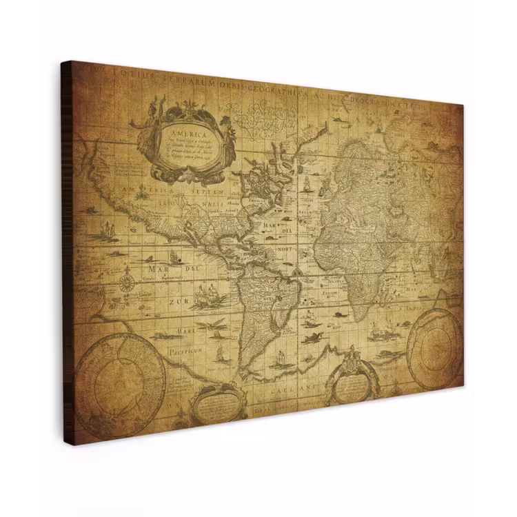 Canvas schilderij - Wereldkaart - Vintage - Geschiedenis - Kinderen - Jongens - Meisjes — 1
