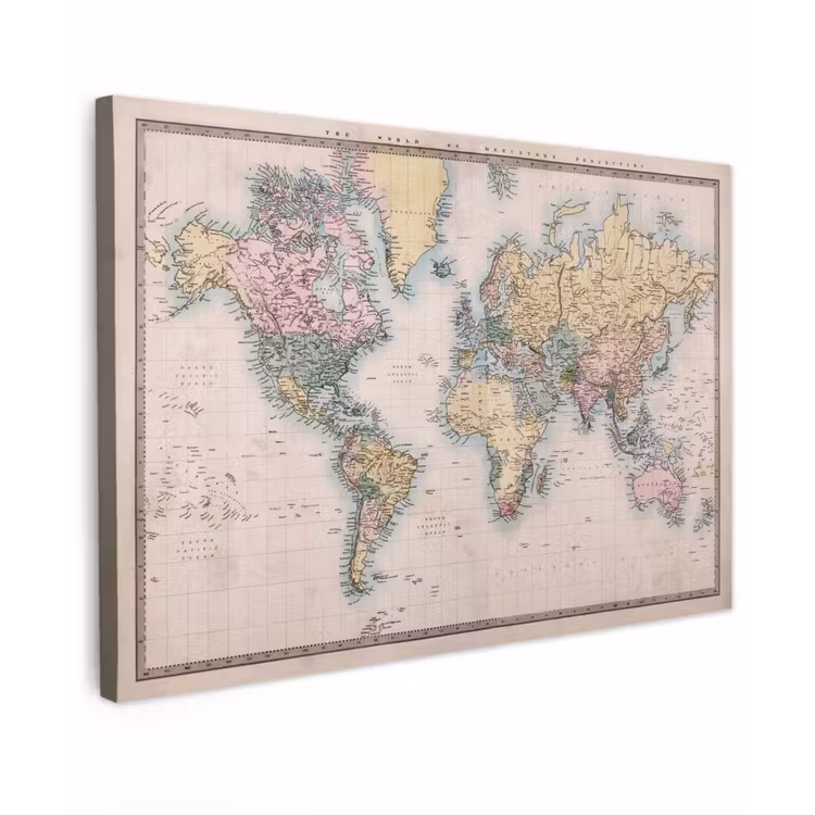 Canvas schilderij - Wereldkaart - Vintage - Wereld - Kinderen - Jongens - Meisjes — 1