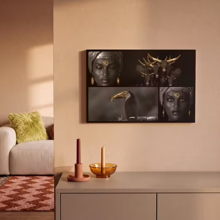 Canvas schilderij - Collage - Dieren - Vrouwen - Goud — 2