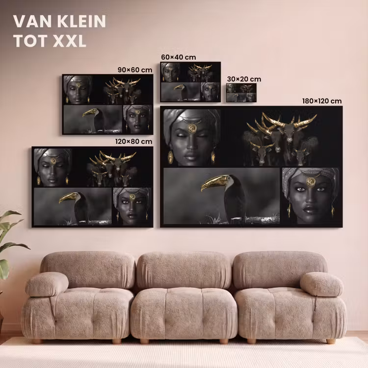 Canvas schilderij - Collage - Dieren - Vrouwen - Goud — 8