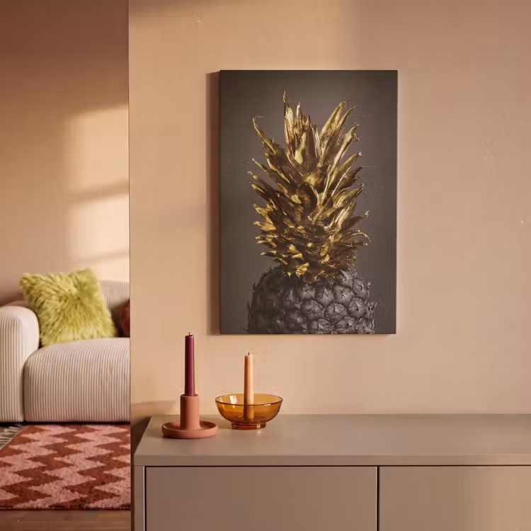 Canvas schilderij - Fruit - Ananas - Goud — 2