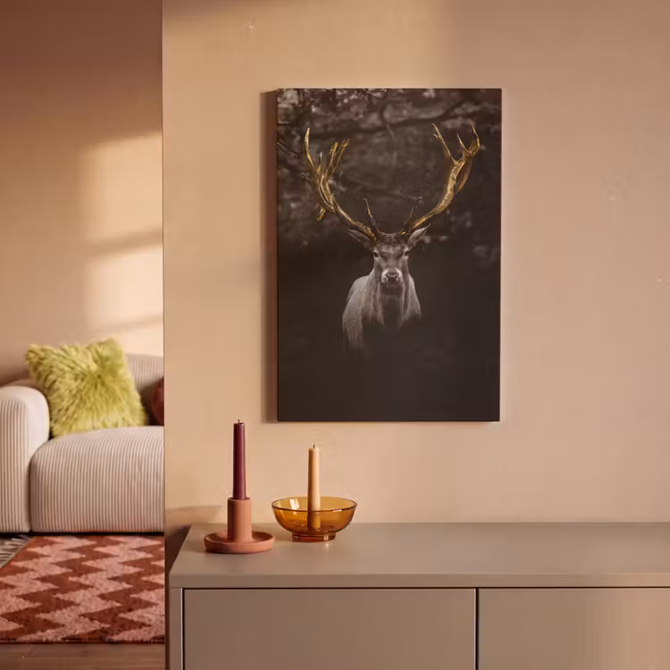Canvas schilderij - Hert - Gewei - Goud — 2