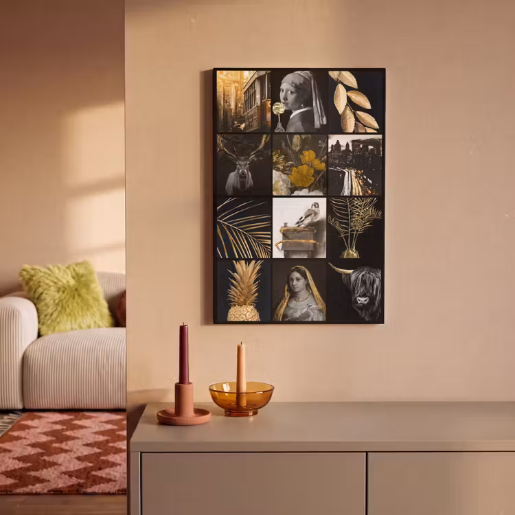 Canvas schilderij - Collage - Goud - Kunst - Bloemen — 2