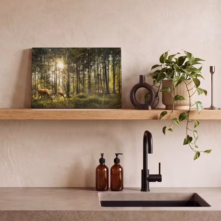 Canvas schilderij - Hert - Natuur - Bos — 4