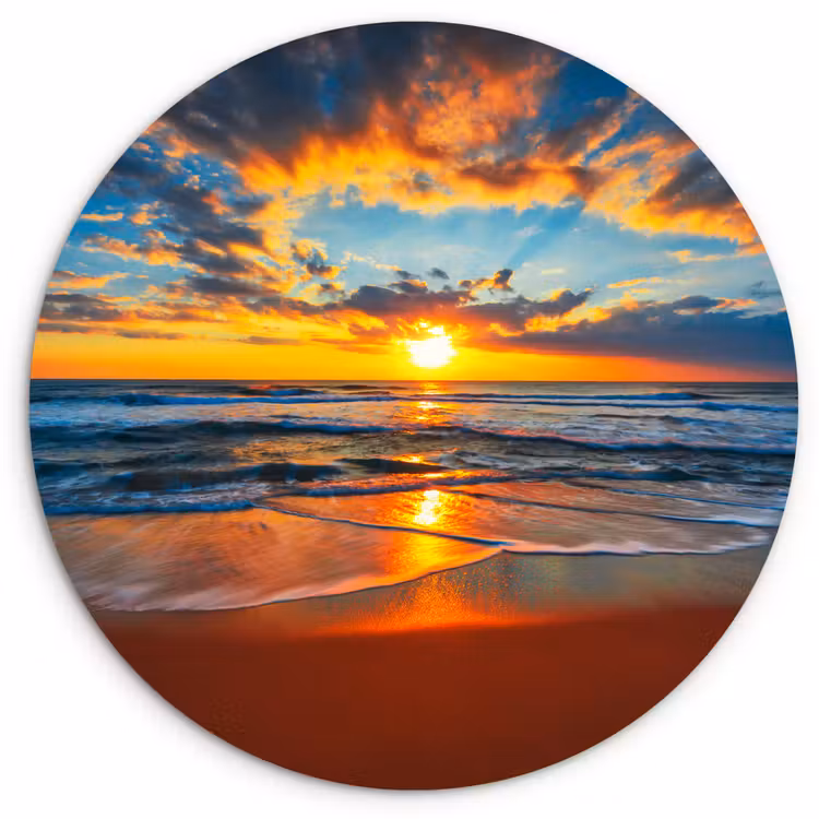 Muurcirkel - Zee - Zonsondergang - Strand - Wolken - Oranje — 1