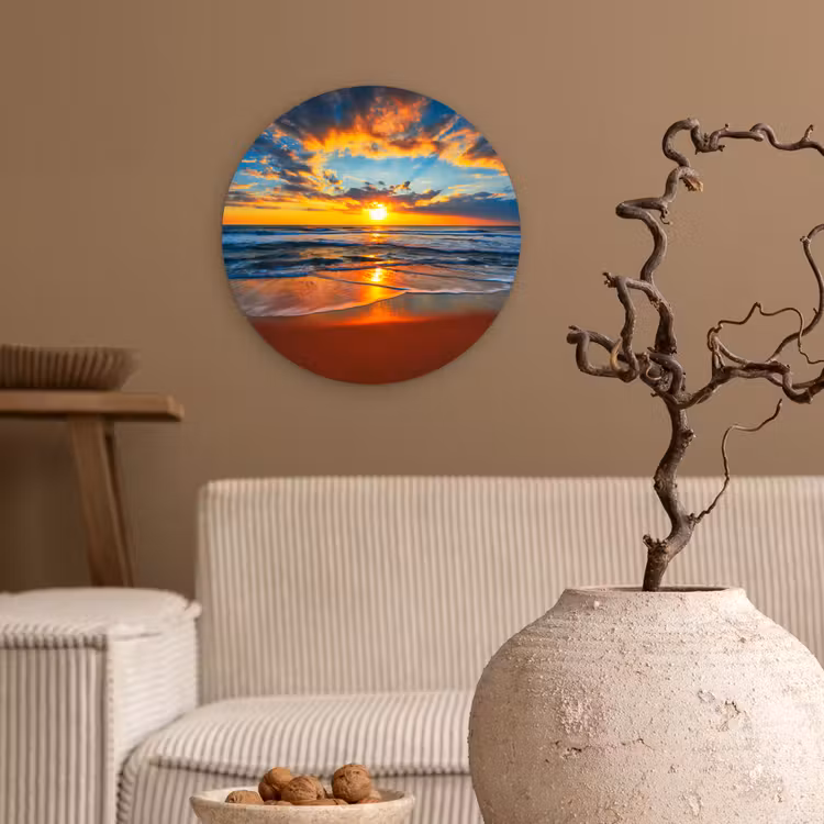 Muurcirkel - Zee - Zonsondergang - Strand - Wolken - Oranje — 2