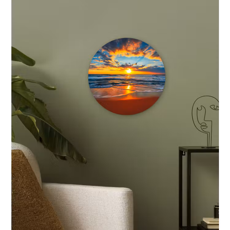 Muurcirkel - Zee - Zonsondergang - Strand - Wolken - Oranje — 3