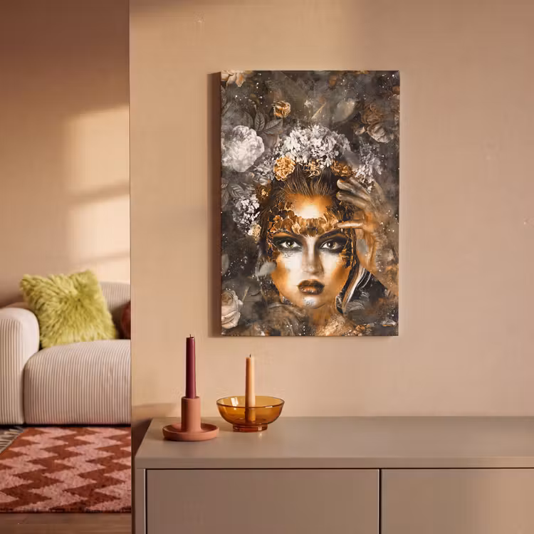 Canvas schilderij - Vrouwen - Bloemen - Goud — 2