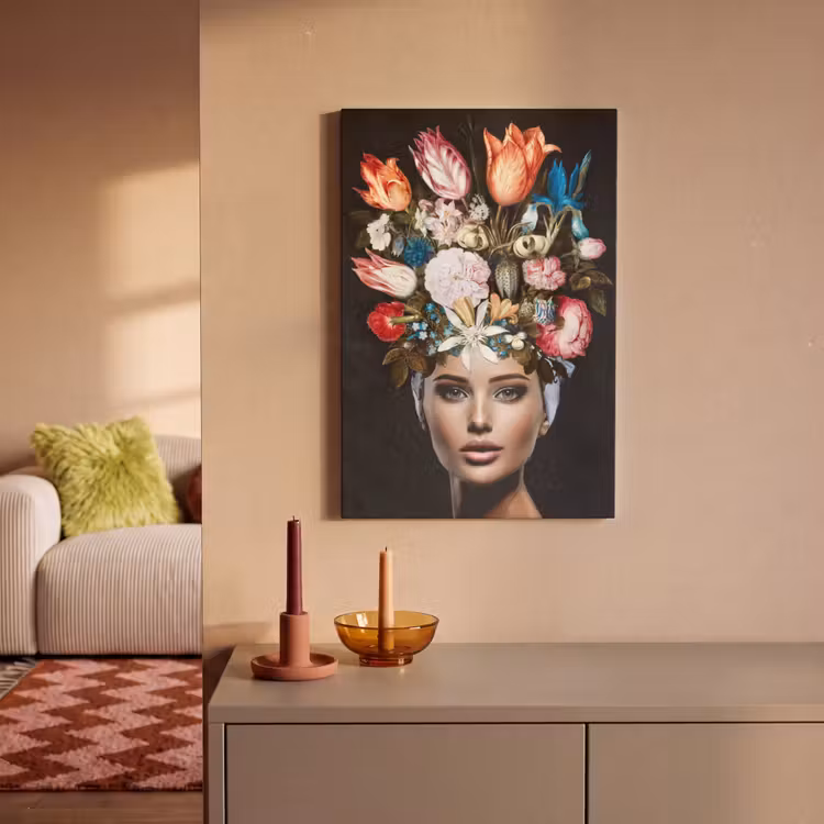 Canvas schilderij - Vrouw - Kleurrijk - Bloemen — 2