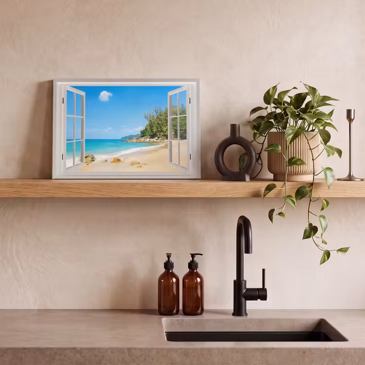 Canvas schilderij - Doorkijk - Water - Strand — 4