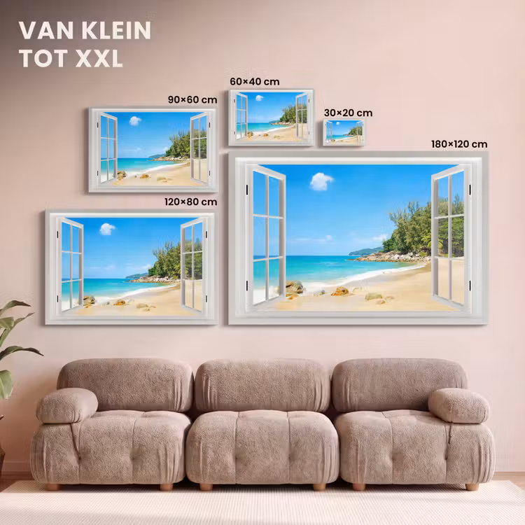 Canvas schilderij - Doorkijk - Water - Strand — 8