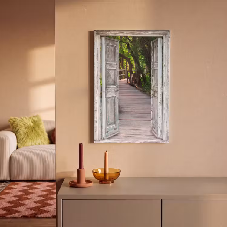 Canvas schilderij - Brug - Bos - Doorkijk — 2