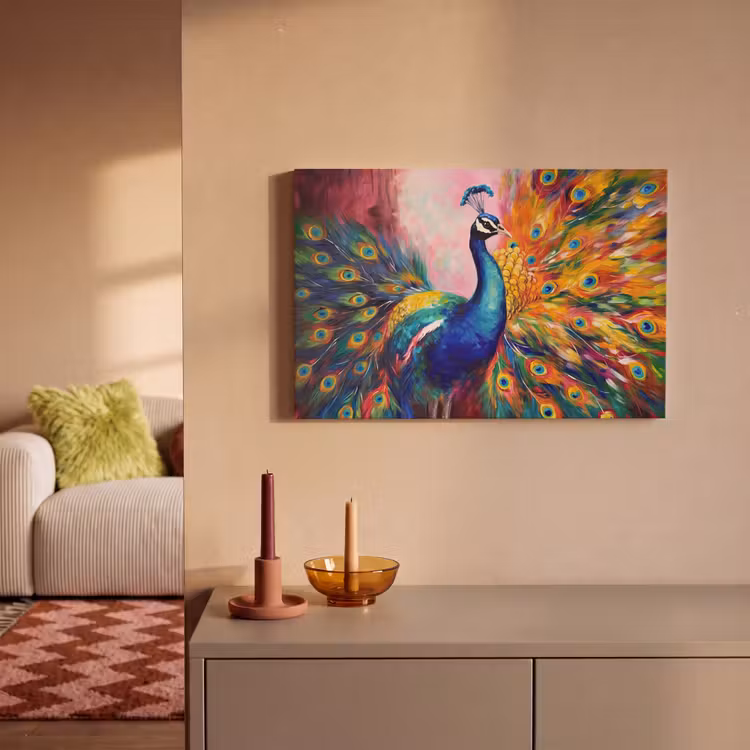 Canvas schilderij - Pauw - Dieren - Schilderij - Regenboog — 2