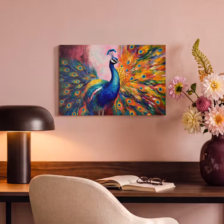 Canvas schilderij - Pauw - Dieren - Schilderij - Regenboog — 6