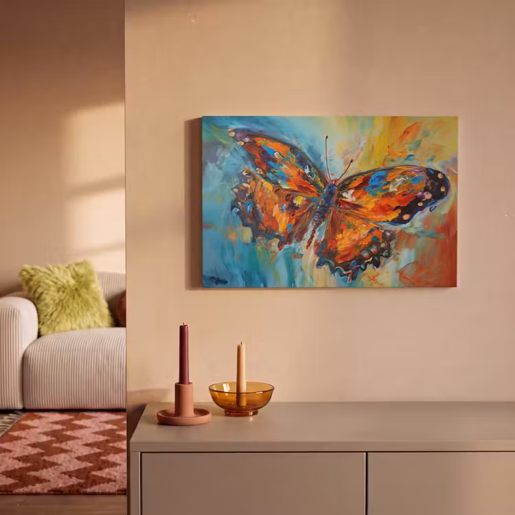 Canvas schilderij - Vlinder - Kleuren - Kunst - Schilderij — 2