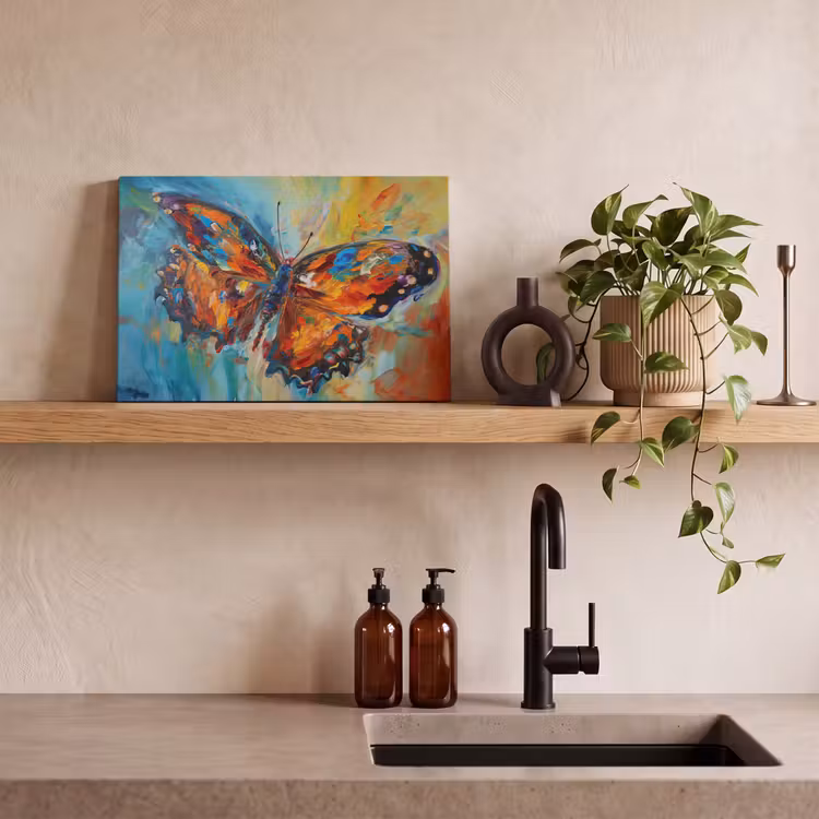 Canvas schilderij - Vlinder - Kleuren - Kunst - Schilderij — 4