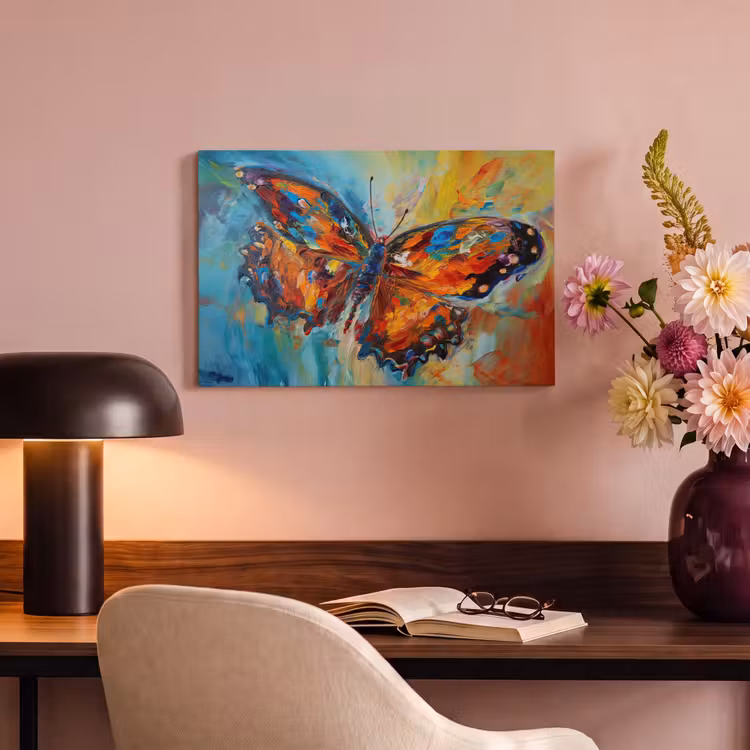 Canvas schilderij - Vlinder - Kleuren - Kunst - Schilderij — 6