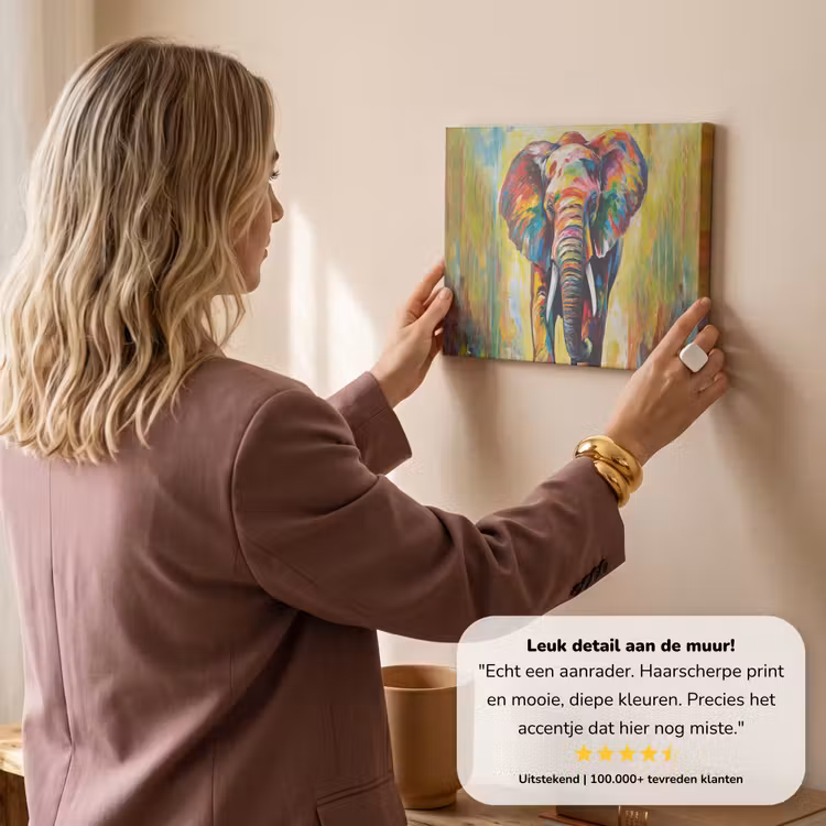 Canvas schilderij - Olifant - Kunst - Schilderij - Dieren - Regenboog — 3
