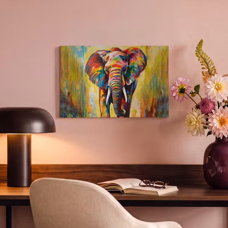 Canvas schilderij - Olifant - Kunst - Schilderij - Dieren - Regenboog — 6