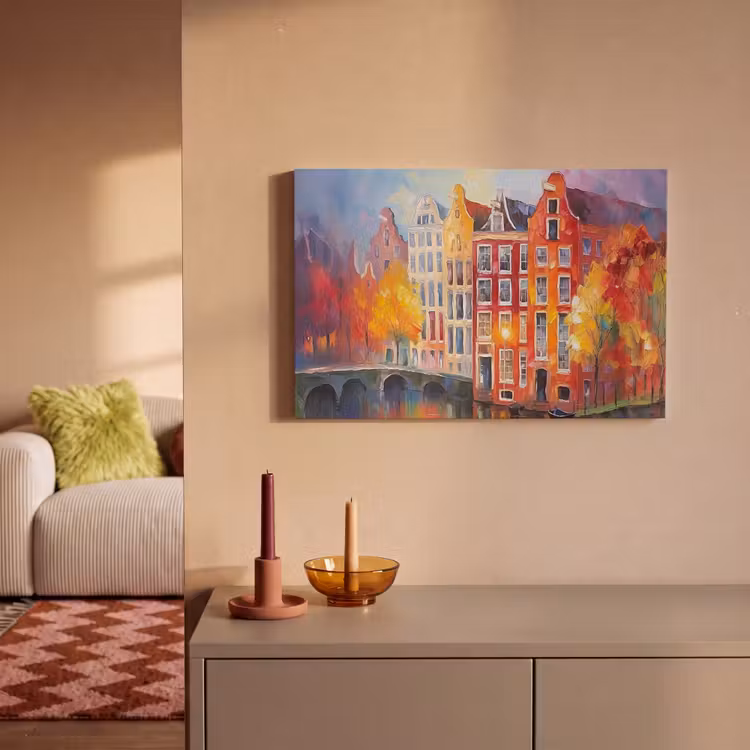 Canvas schilderij - Grachtenpanden - Kunst - Schilderij - Amsterdam — 2