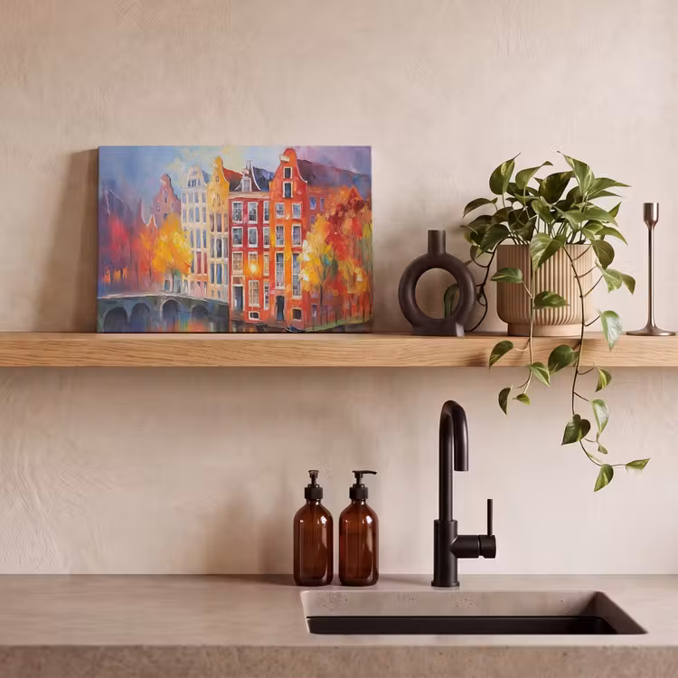 Canvas schilderij - Grachtenpanden - Kunst - Schilderij - Amsterdam — 4
