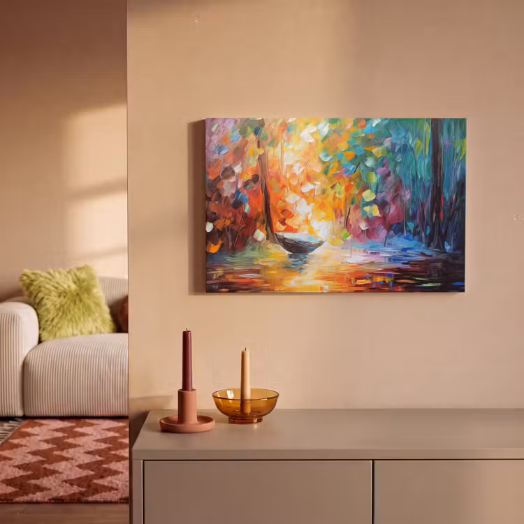 Canvas schilderij - Kleurrijk - Olieverf - Water - Boot — 2