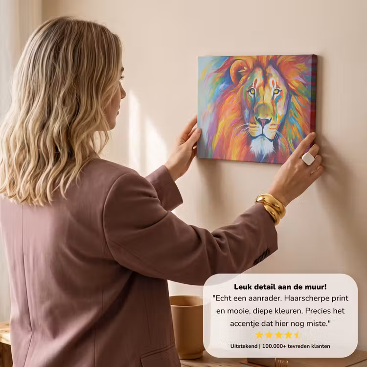 Canvas schilderij - Leeuw - Dieren - Olieverf - Regenboog — 3