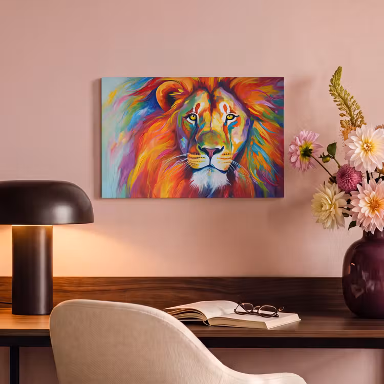Canvas schilderij - Leeuw - Dieren - Olieverf - Regenboog — 6