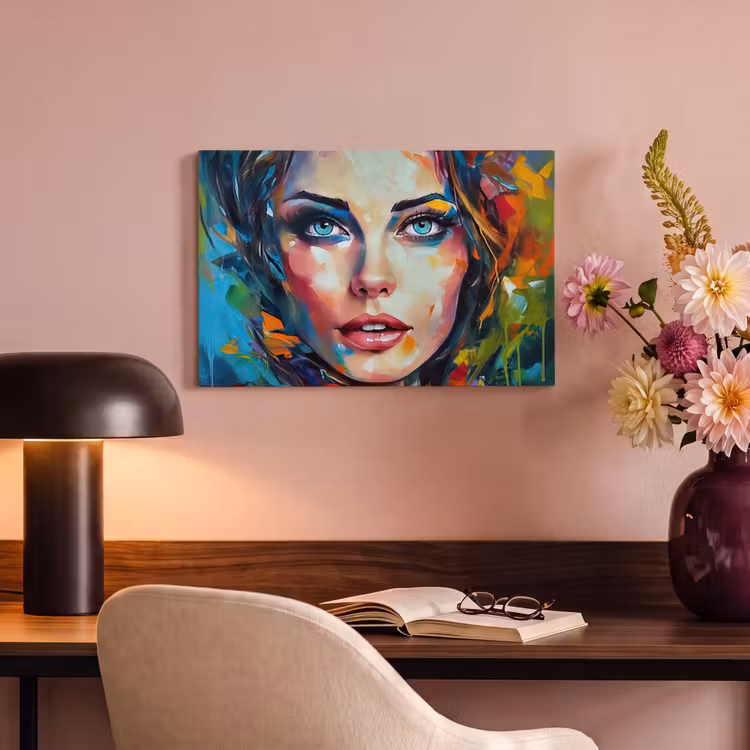 Canvas schilderij - Gezicht - Vrouw - Olieverf - Kleurrijk - Kunst — 6