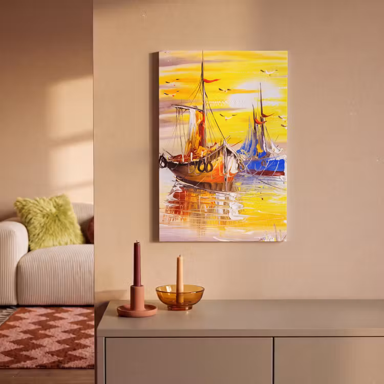 Canvas schilderij - Schilderij - Boot - Water - Olieverf — 2