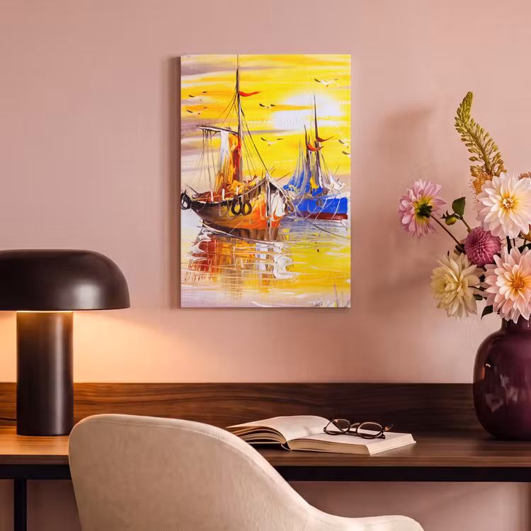 Canvas schilderij - Schilderij - Boot - Water - Olieverf — 6