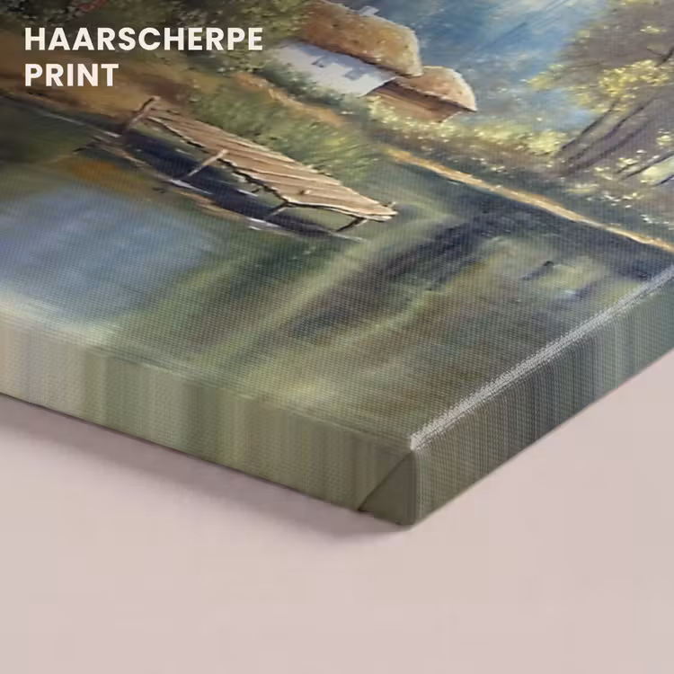 Canvas schilderij - Schilderij - Huis - Natuur - Water - Olieverf — 5