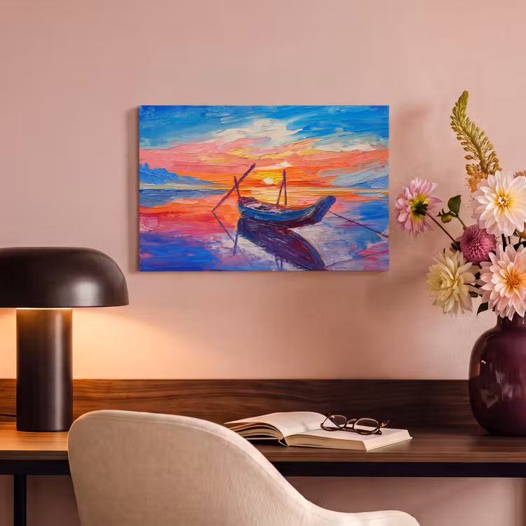 Canvas schilderij - Schilderij - Boot - Olieverf - Water — 6