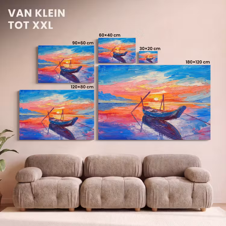 Canvas schilderij - Schilderij - Boot - Olieverf - Water — 7