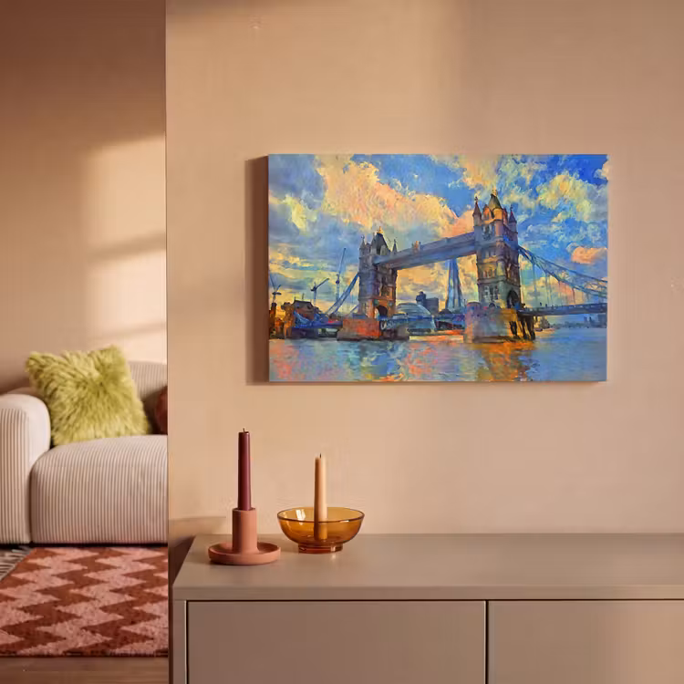 Canvas schilderij - Schilderij - Londen - Brug - Olieverf — 2