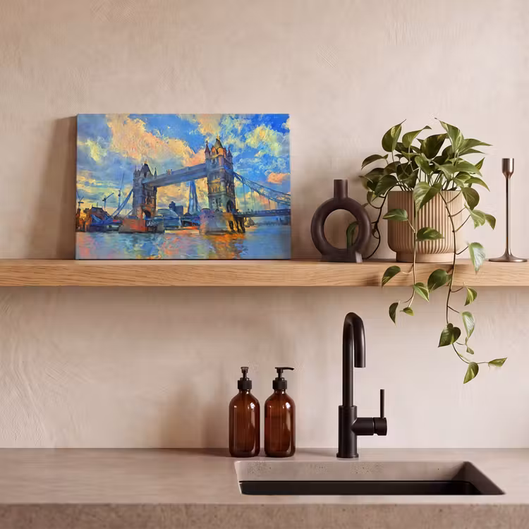Canvas schilderij - Schilderij - Londen - Brug - Olieverf — 4