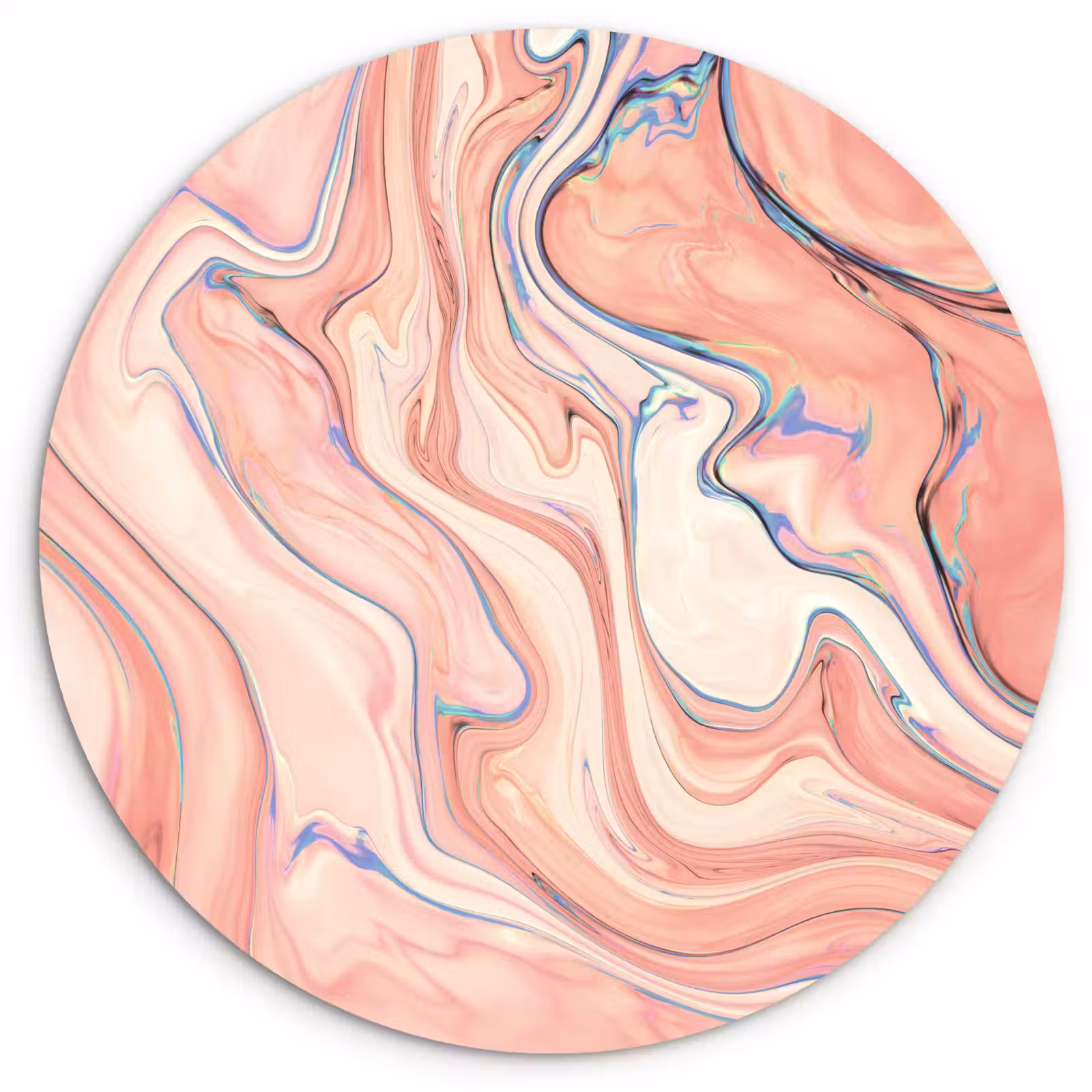 Muurcirkel - Marmer - Pastel - Roze - Blauw - Marmerlook - Abstract — 1