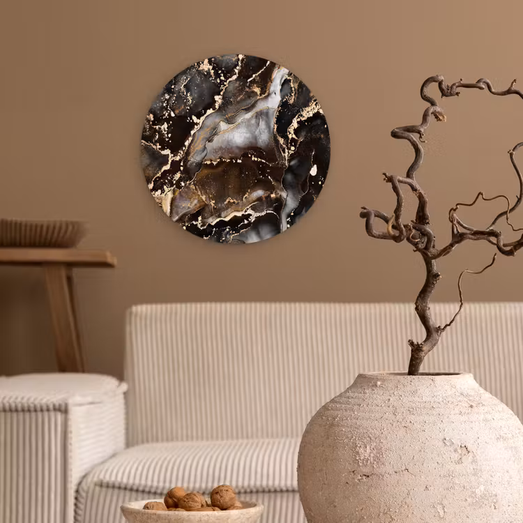 Muurcirkel - Marmer - Goud - Glitter - Luxe — 2