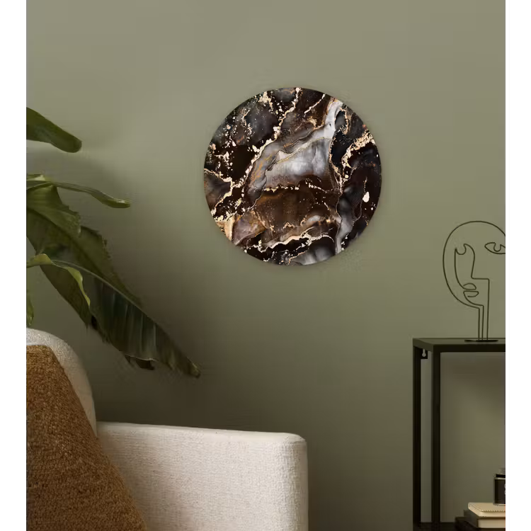 Muurcirkel - Marmer - Goud - Glitter - Luxe — 3