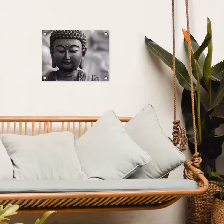 Tuinposter - Boeddha in zwart-wit close-up — 5