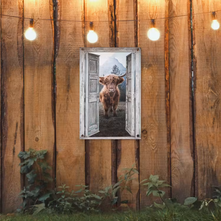 Tuinposter - Oude deuren naar Schotse Hooglander — 2