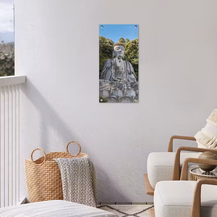Tuinposter - Stenen Boeddha in de ochtendzon — 3