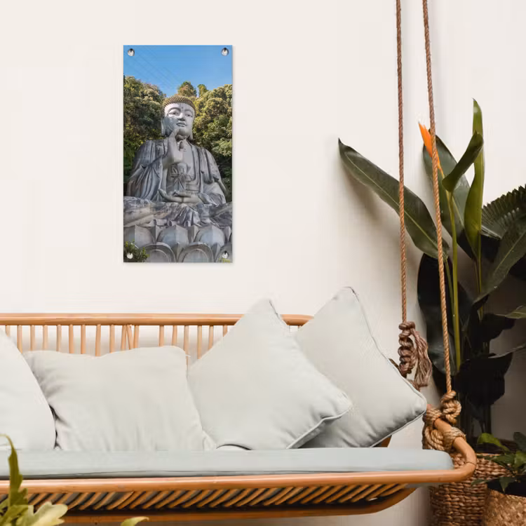 Tuinposter - Stenen Boeddha in de ochtendzon — 5