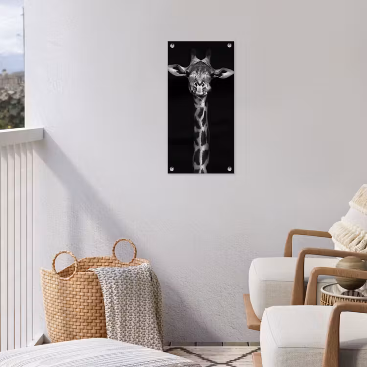 Tuinposter - Zwart-wit portret van een giraffe — 3