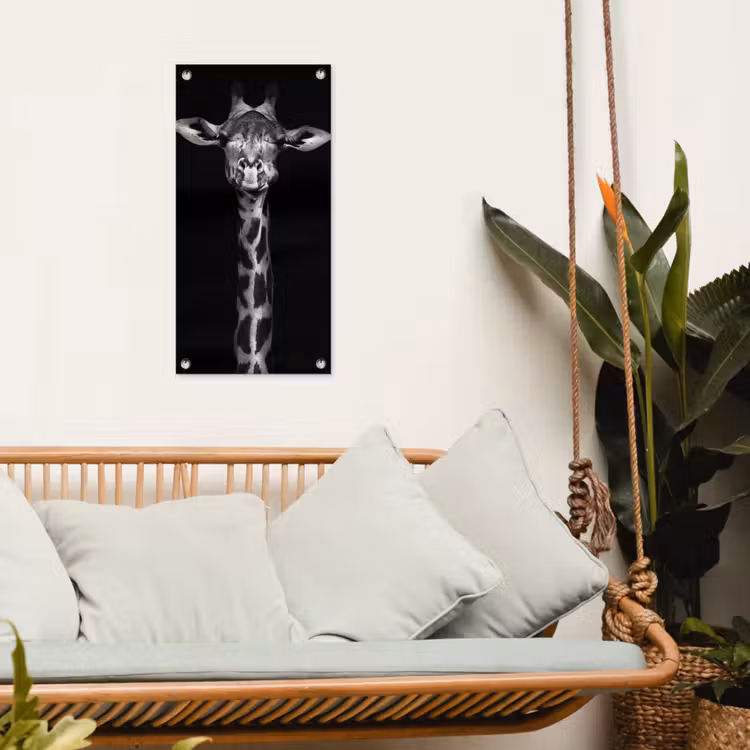 Tuinposter - Zwart-wit portret van een giraffe — 5