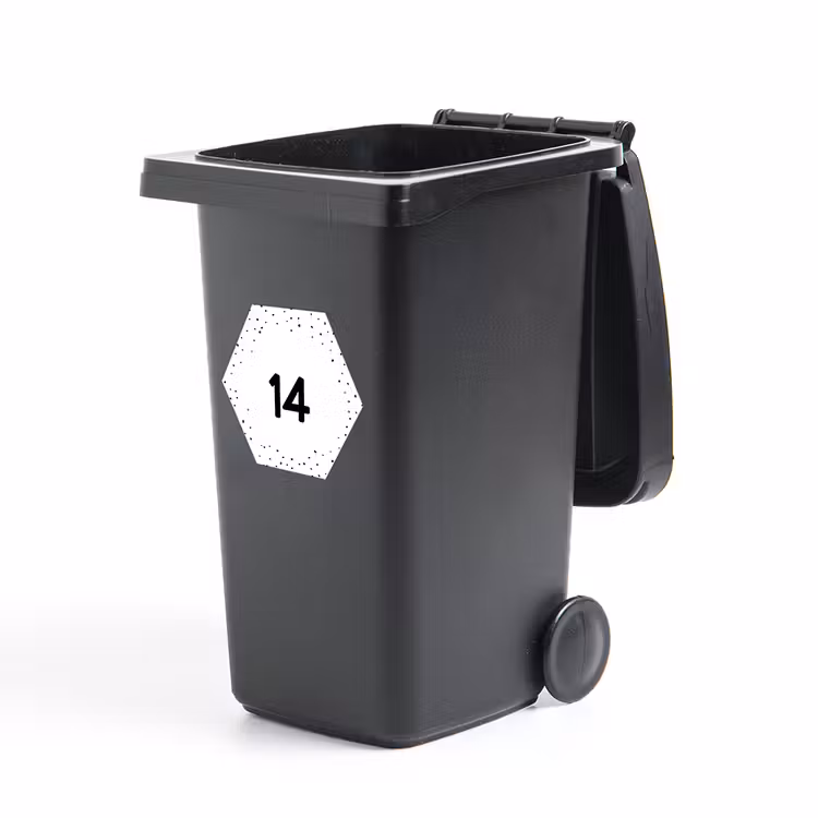 Container sticker huisnummer hexagon — 1
