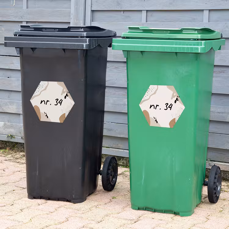 Container sticker huisnummer hexagon — 2