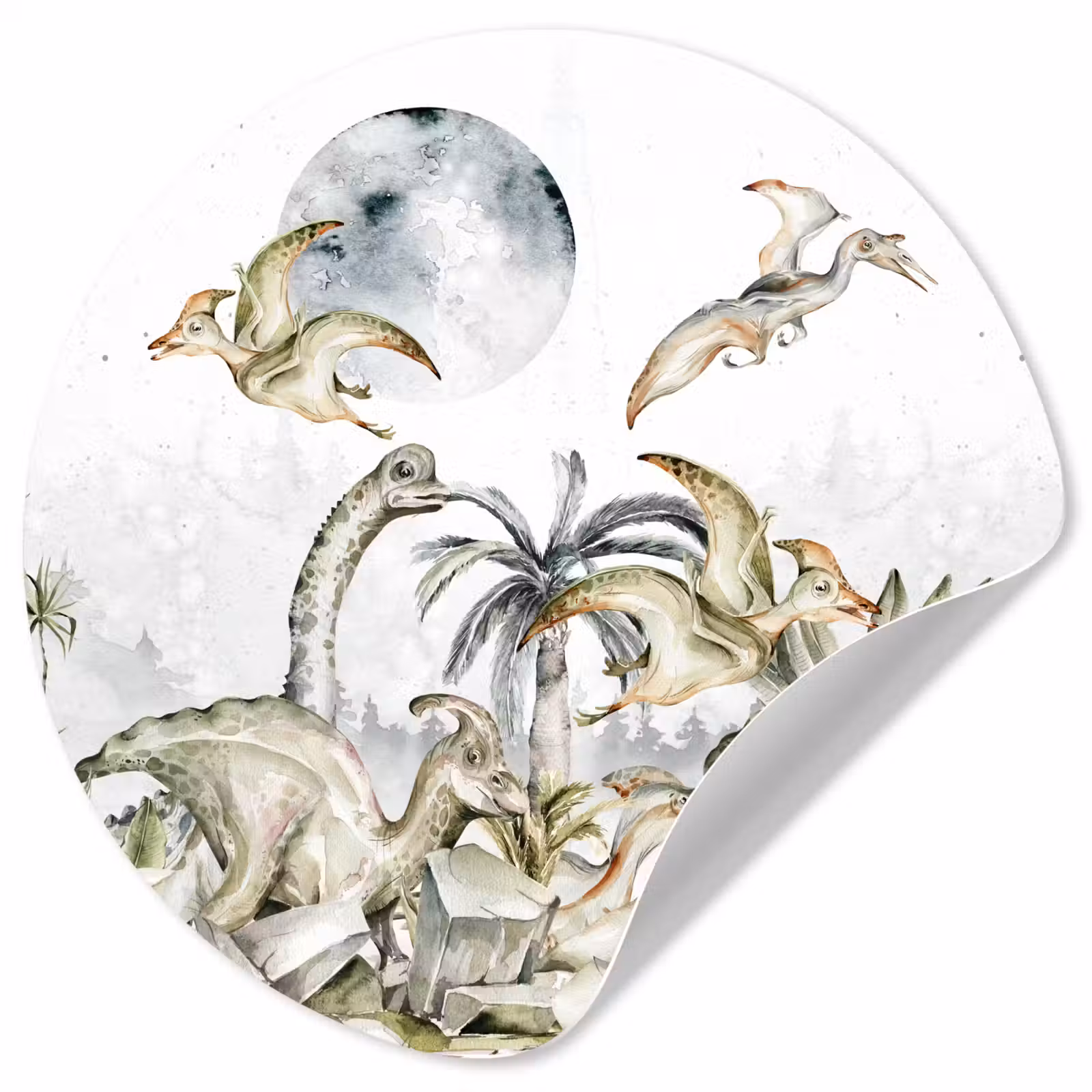 Behangcirkel - Dinosaurus - Kinderen - Jungle - Groen - Dieren - Natuur — 1