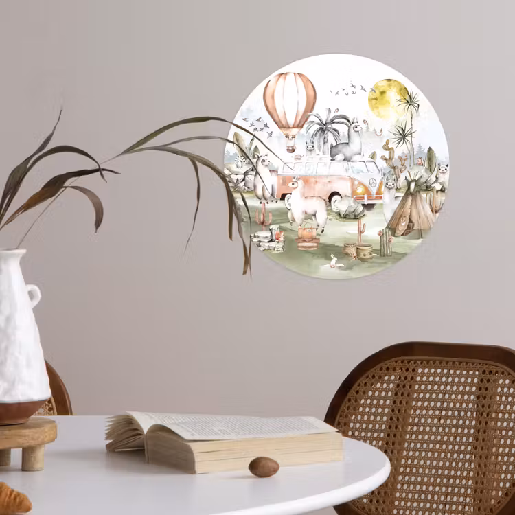 Behangcirkel - Alpaca - Dieren - Kinderen - Luchtballon - Kids — 4
